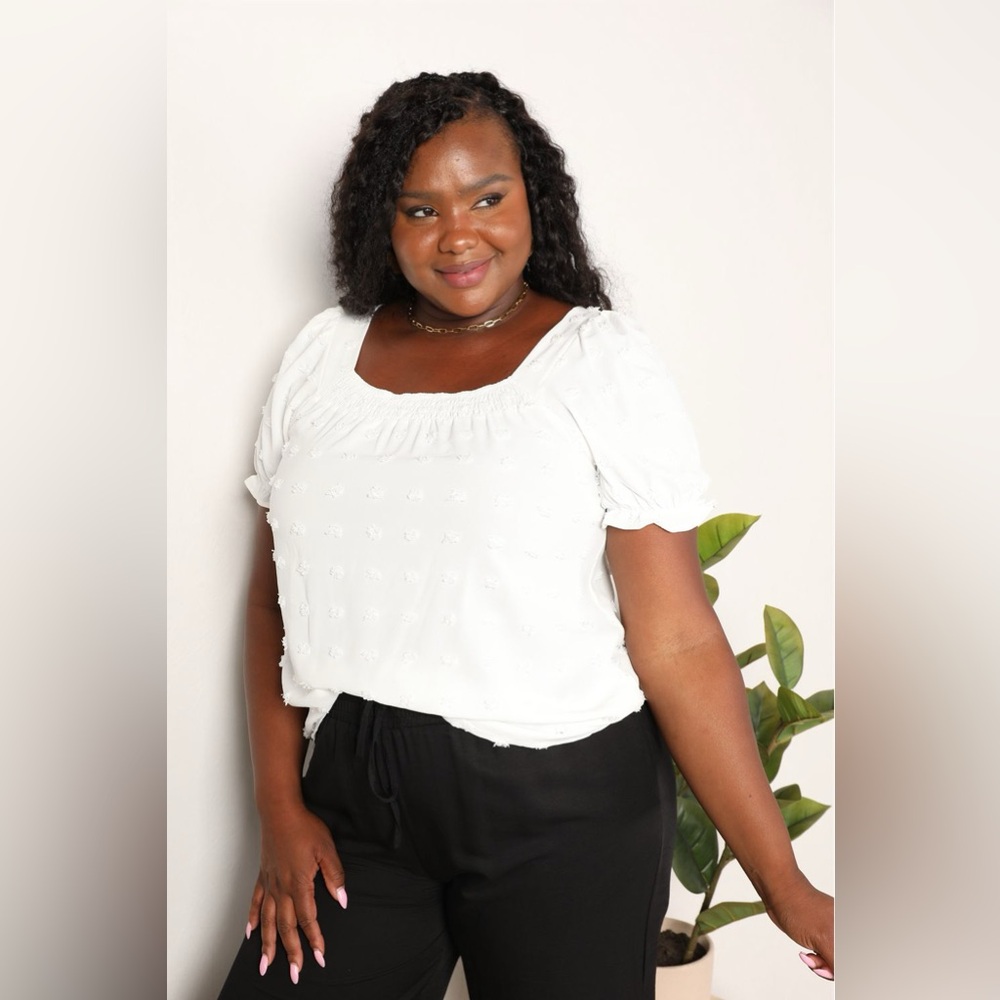 Mandy Swiss Dot Puff Sleeve Square Neck Blouse - Picture 9 of 11
